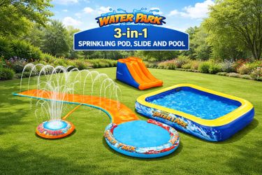 Pool park 3-in-1 Splash Park for Outdoor Summer Fun Ages 3+