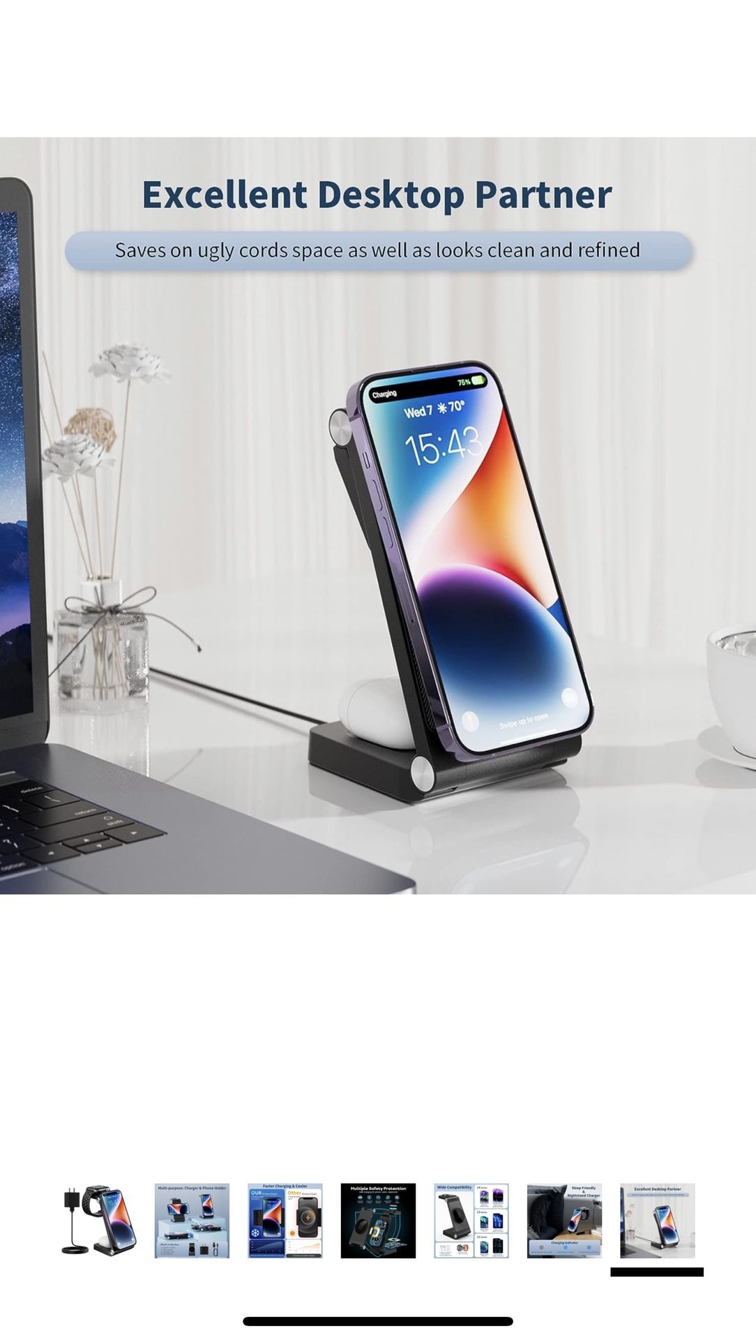 Magnetic Wireless Charger, 3 in 1 Fast Wireless Charging Station for Multiple Devices Apple Watch Ultra 8/7/6/5/4/3/2/SE,Compatible with iPhone 14/Pro