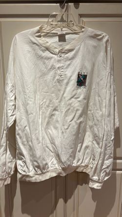 Crazy Shirt white long-sleeve henley  "Maui Surf Co”