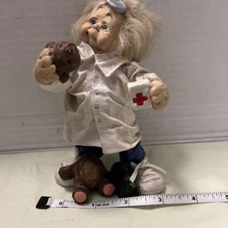 Vintage Doctor Butcher Veterinarian Figurine Holding Bears Head in hand 6 inch