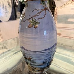 Asian decor . Satsuma-style Lidded Urn with FooDog- 28”x12”