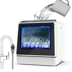Dishwasher with 5 Programs, 3-Cup Water Tank, Fruit/Veg Basket, High Temp,...