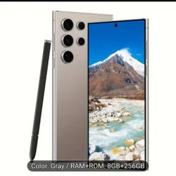 2025 Brand New Unlocked, Silver Ultra-Slim Android Smartphone - 8GB RAM, 256GB Storage, 6.8" HD Display, Front/Rear Cameras, Dual SIM, Stylus