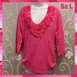 WOMENS HOT PINK FRILLY TOP SIZE L