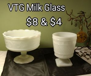 Vintage Milk Glass Bowl and Planter
