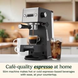 Cuisinart Espresso Bar Slim Coffee Espresso Machine, Makes Hot or Cold Cafe-Quality Beverages Including Cappuccino, Lattes, and Cold Extracted Drinks,