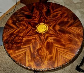 Exquisite Bookmatched Flame Mahogany entry way table