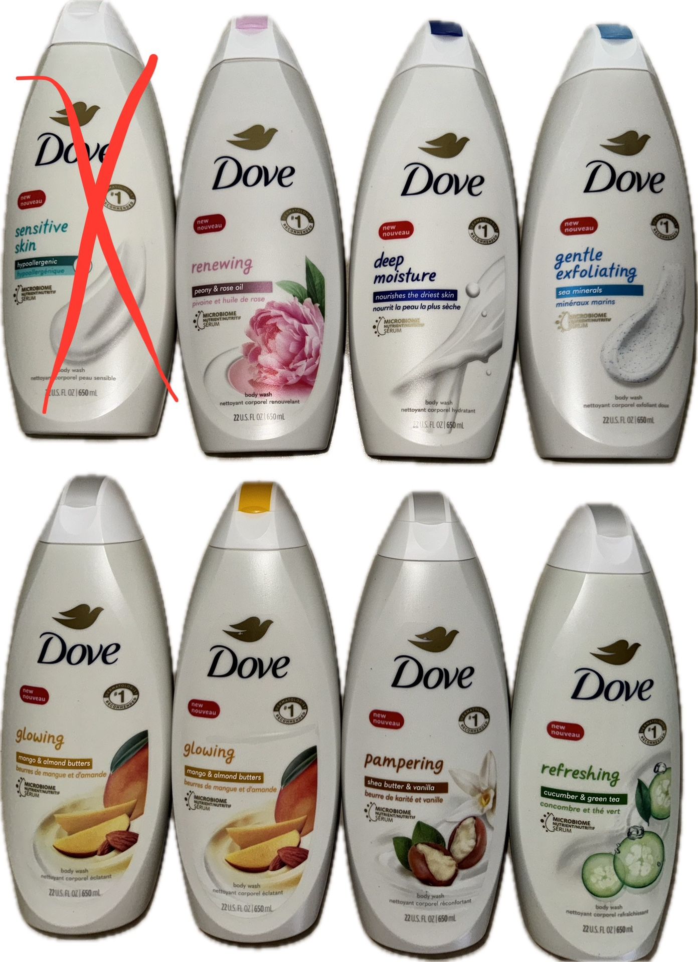 Dove Body Wash Bundle 7 Bottles