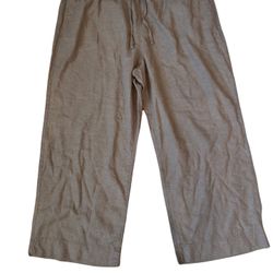 NWT Women’s Sonoma High Rise Straight Linen Blend Brown Pants Size XXL