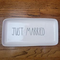 Brand New Rae Dunn Just Married Ceramic Serving Tray