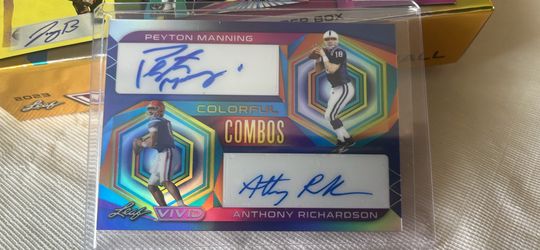 2023 Leaf Vivid Colorful Combos Peyton Manning & Anthony Richardson Dual Auto 1/7
