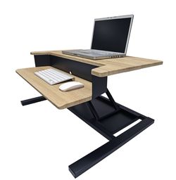 Luxor Two-Tier Pneumatic Standing Desk Converter – White Oak (Brand New, Open Box)