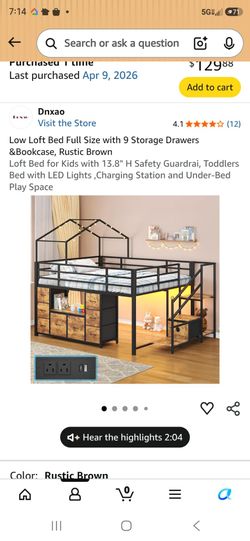Full size loft bed with mattress