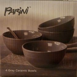 4 pc Gray Ceramic Bowls