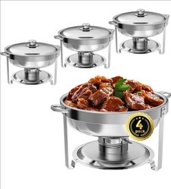 Stainless Steel Round Chafing Dish Set 4-Pack