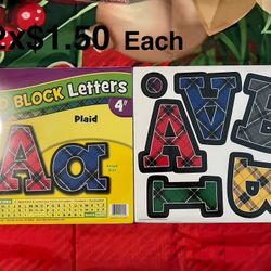 Bold Block Letters 4” Plaid