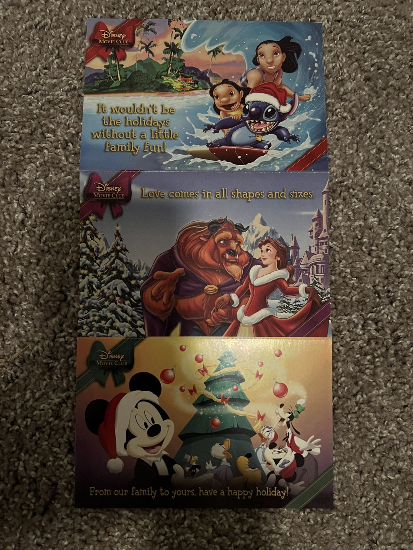 Disney Movie Club Happy Holidays Collectible Postcards