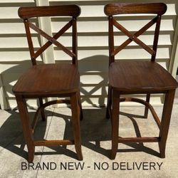 New,  Set of 2, Litchfield 24-inch X-Back Counter Height Barstools, Espresso Colored – Threshold  