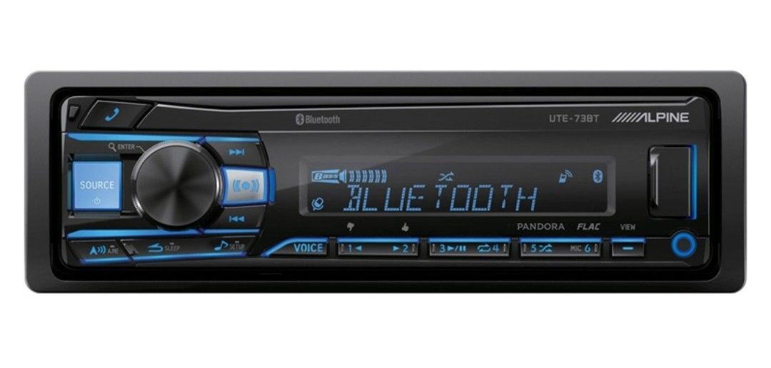Alpine UTE-73BT
1-DIN Digital Media Receiver Mech-Less Bluetooth with AM/FM tuner