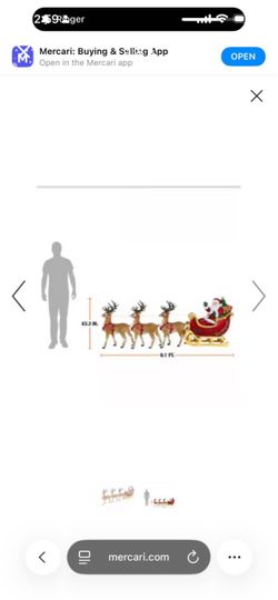 Giant sized LED 9 ft Santa’s sleigh with Reindeer Holiday New