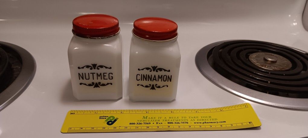 VINTAGE MILK GLASS SPICE SHAKERS 