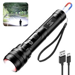 Flashlights High Lumens,5000 Lumens Tactical Rechargeable Small Flashlights,Waterproof USB Charging Flash Light,Powerful Flashlight 5 Modes for Home,C