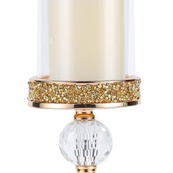 New Gold And Crystal Candle Holder Magnetic Hold 