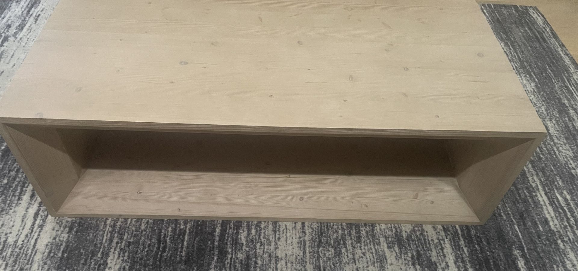 Crate And Barrel Vernon Natural Pine Wood 56" Rectangular Coffee Table with Shelf