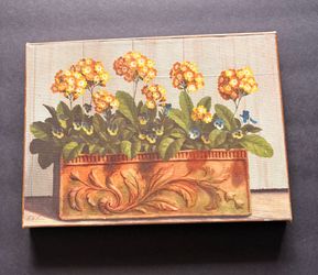 Fabrice De Villeneuve Framed Canvas Art Print "Primula Auricula" Limited Edition /995