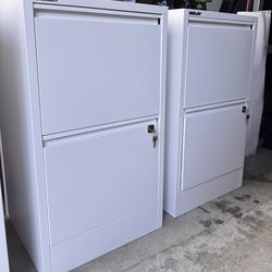 (2) Bisley 2-Drawer Flush Front File Cabinets, WHITE; Price if for BOTH