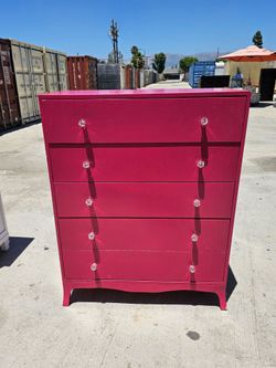 Pink 5 drawer dresser  40" w 19" d 51" h
