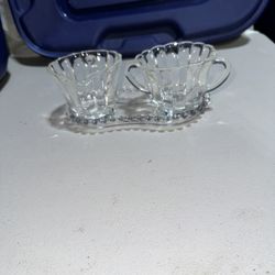 Vintage Sugar and Cream Set with Tray