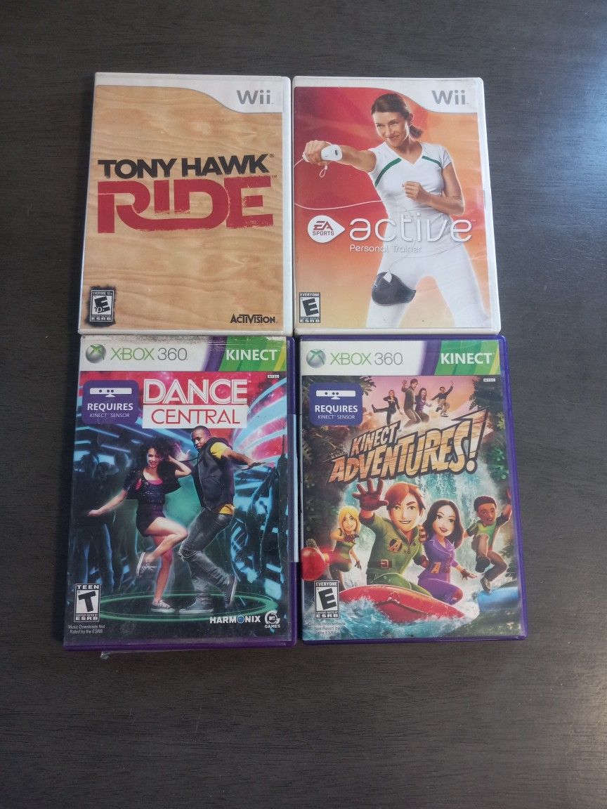 4 Video Game Lot 2 Xbox 360 And 2 Nintendo Wii