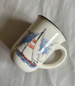 Vintage 10-oz Otagiri-Style Nautical Sailboat Mug