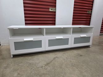 IKEA BESTÅ White TV Stand / Media Console – 3 Drawers with Glass Fronts