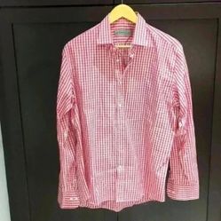 Etro  Red Button Down Long Sleeve Check Dress Shirt - size 41 BNWOT 
