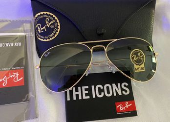 Ray-Ban Aviators 3025 58mm Unisex Sunglasses Gold Frame/Green lens