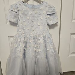 Elegant Blue Floral Kids Dress