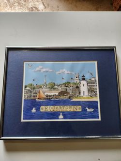Dana Gaines Edgartown Martha’s Vineyard Framed Art Print Lighthouse Coastal Decor