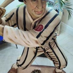 yab designs baseball player sculpture 3 Feet Plus Tall Resin 3’ 3” 50’s  uniform! Very Unique!