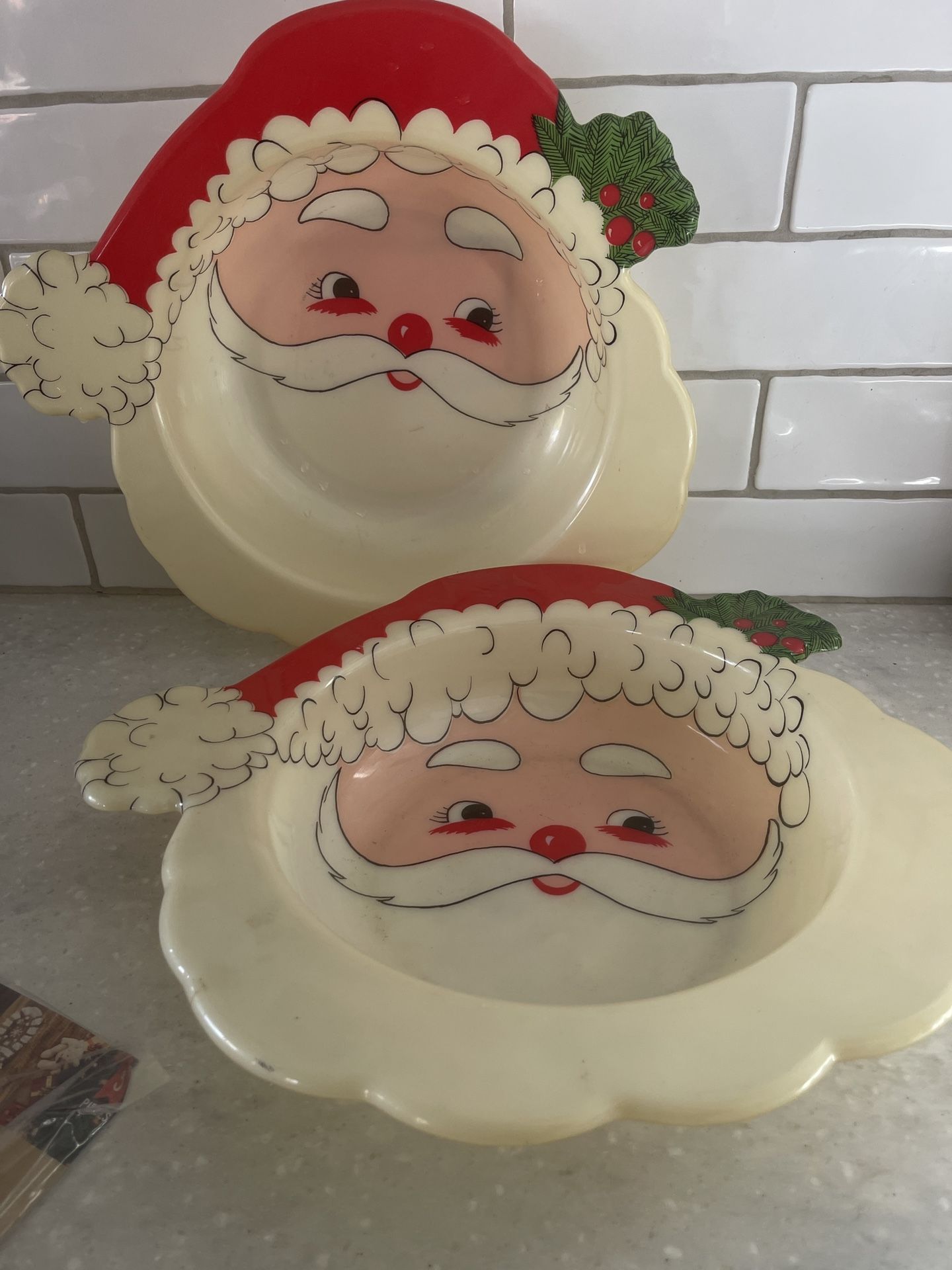 Vintage Santa Face Plastic Bowl