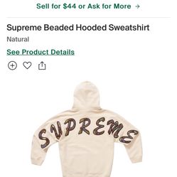 Supreme White Beaded Hoodie XL