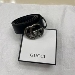 Gucci Belt Black With Silver GG Logo