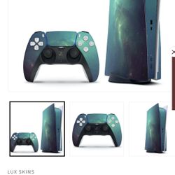 Green Stardust Galaxy Skin for PS5 Disk Version 