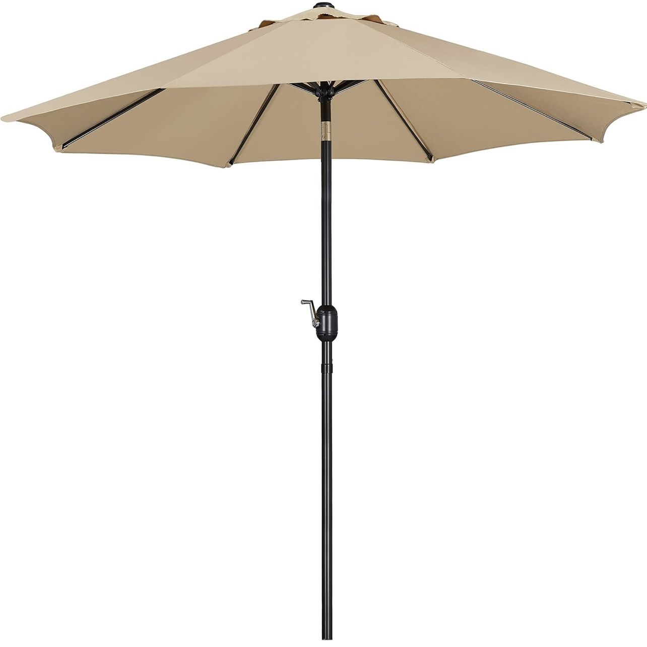 10FT Patio Umbrella Outdoor Patio Yard Market Table Umbrella with Push Button Tilt & Crank for Garden/Beach/Lawn/Deck/Backyard/Pool, 8 Ribs, Tan