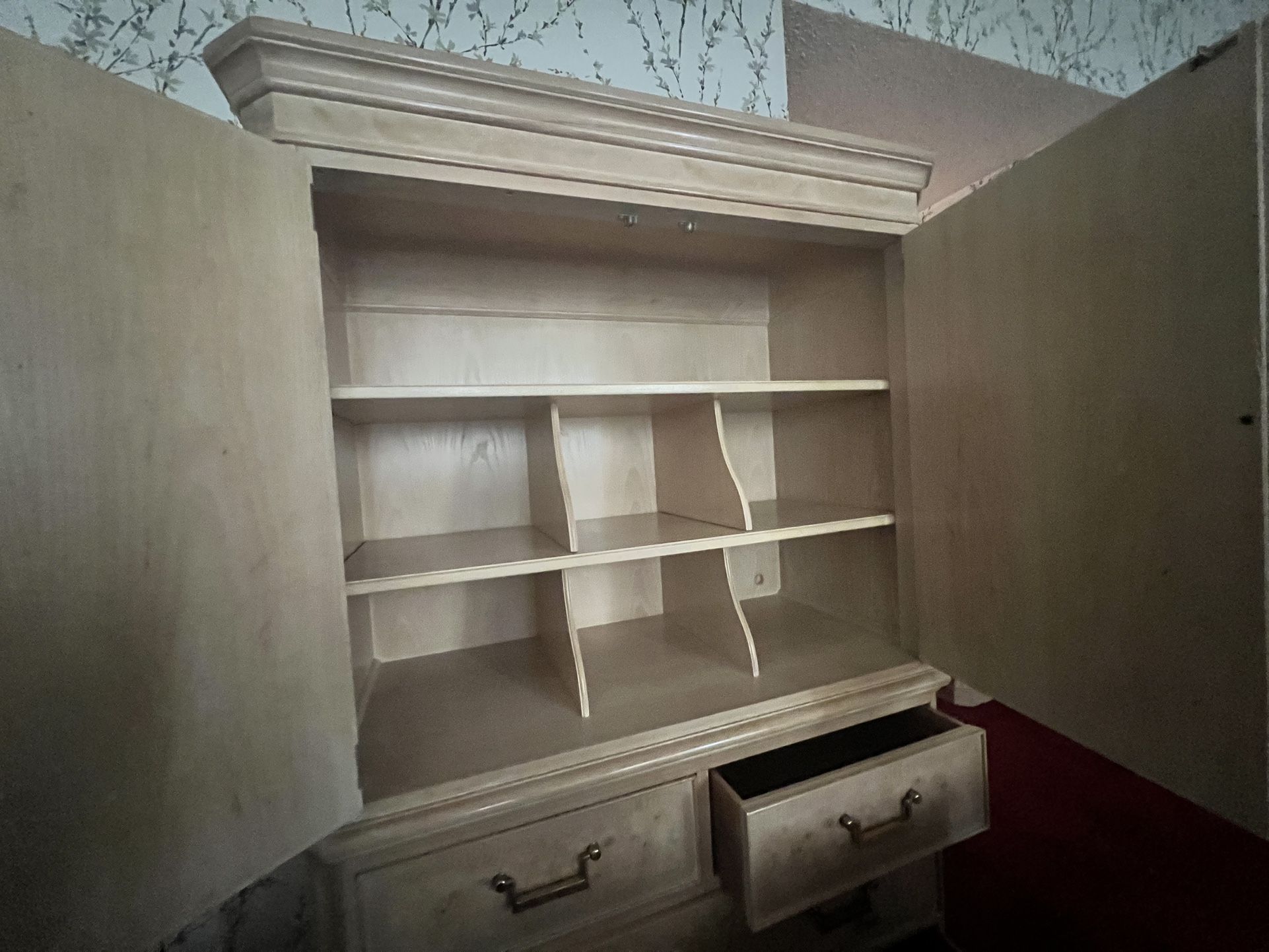 Vintage Wood With Marble Overlay Wardrobe