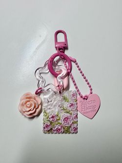 Floral Keychain with Rose and Heart