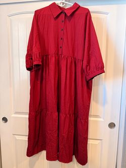 Burgundy Collared Tiered Dress