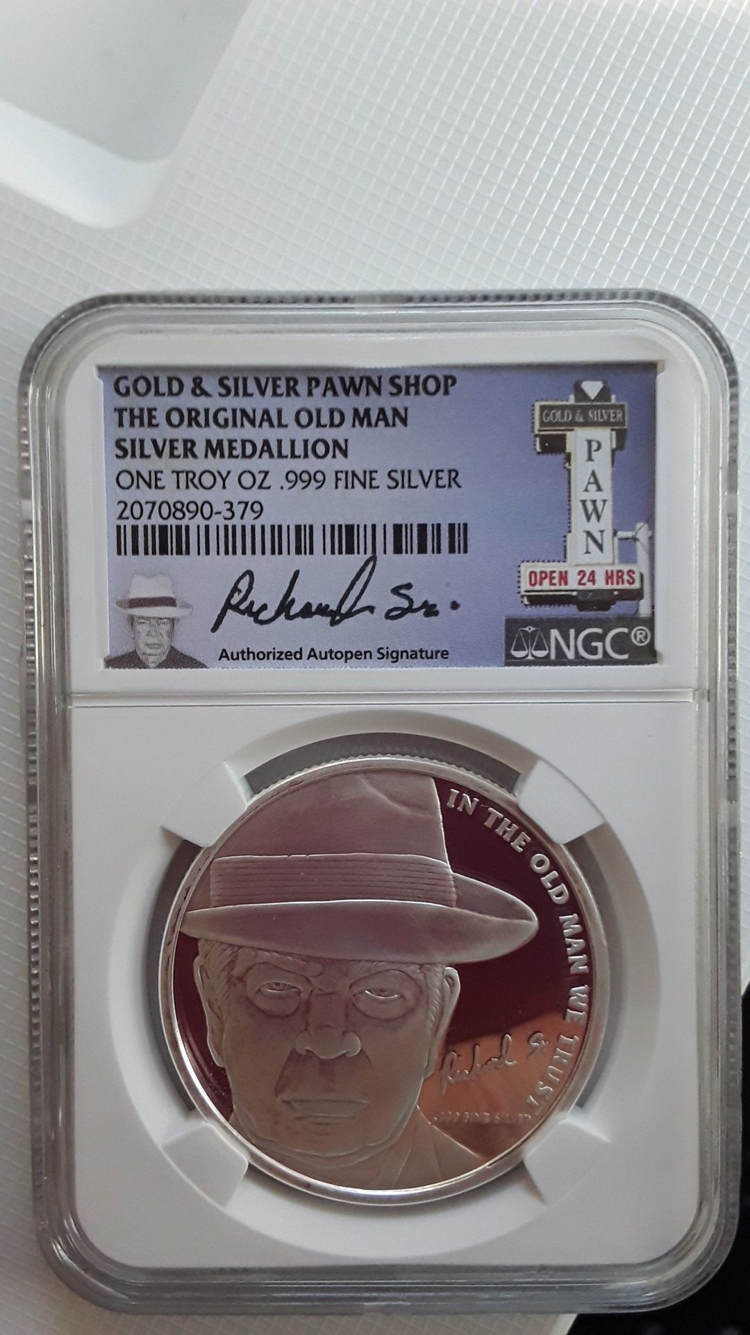 Coin Gold & Silver Pawn Shop the original old man silver Medallion one troy ounce fine silver