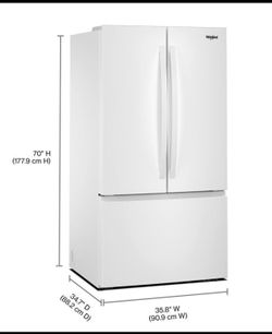 Whirlpool 36" 31 cu ft Freestanding French Door Refrigerator w/ Interior Water Dispenser 